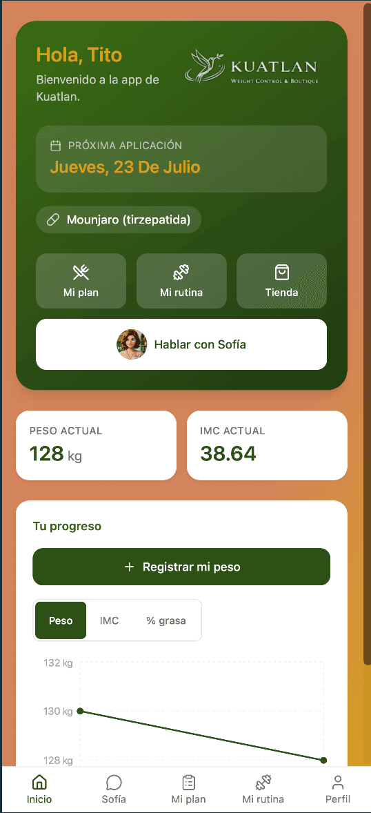 La app de Kuatlan: seguimiento de tratamiento y Sofía